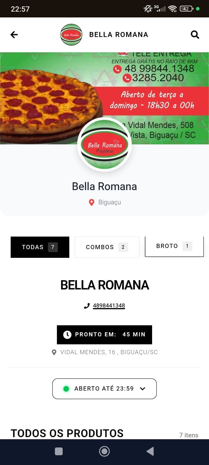 Loja online de confeitaria no celular